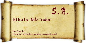 Sikula Nándor névjegykártya